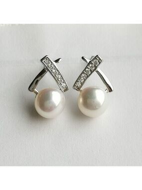 HOST PICK cultured white freshwater pearl white topaz earrings